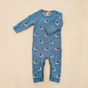 Janie and Jack Blue Sailboat Pattern Footie